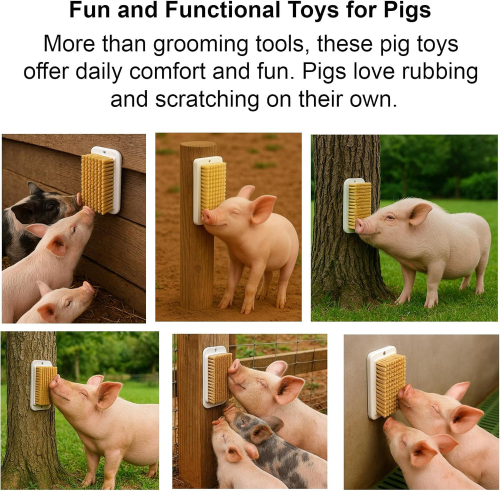 nizqhaj self-grooming brush for pigs mounted height supports stress reduction through self-care