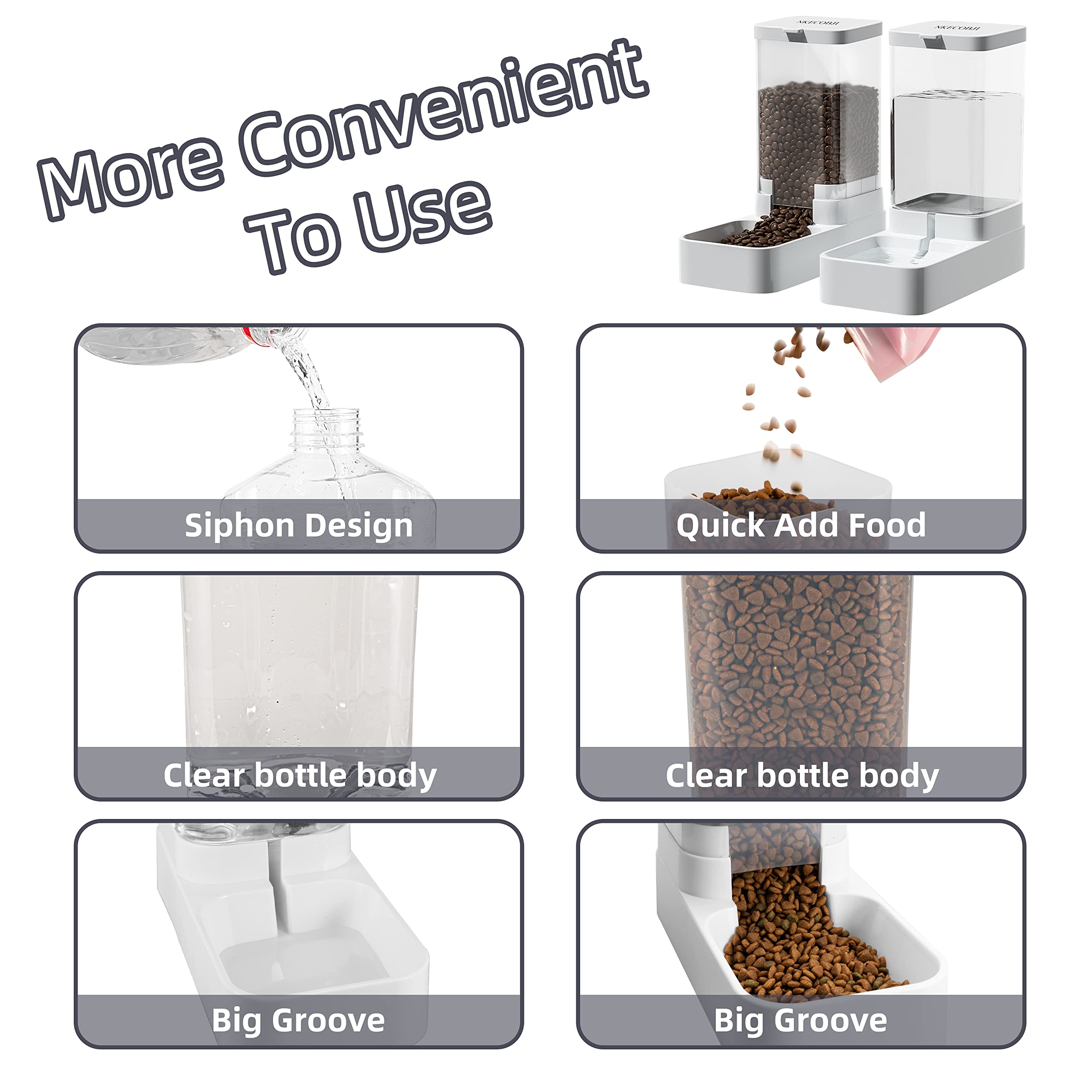 NKECOBJI gravity feeder set side view illustrating gravity feed design.