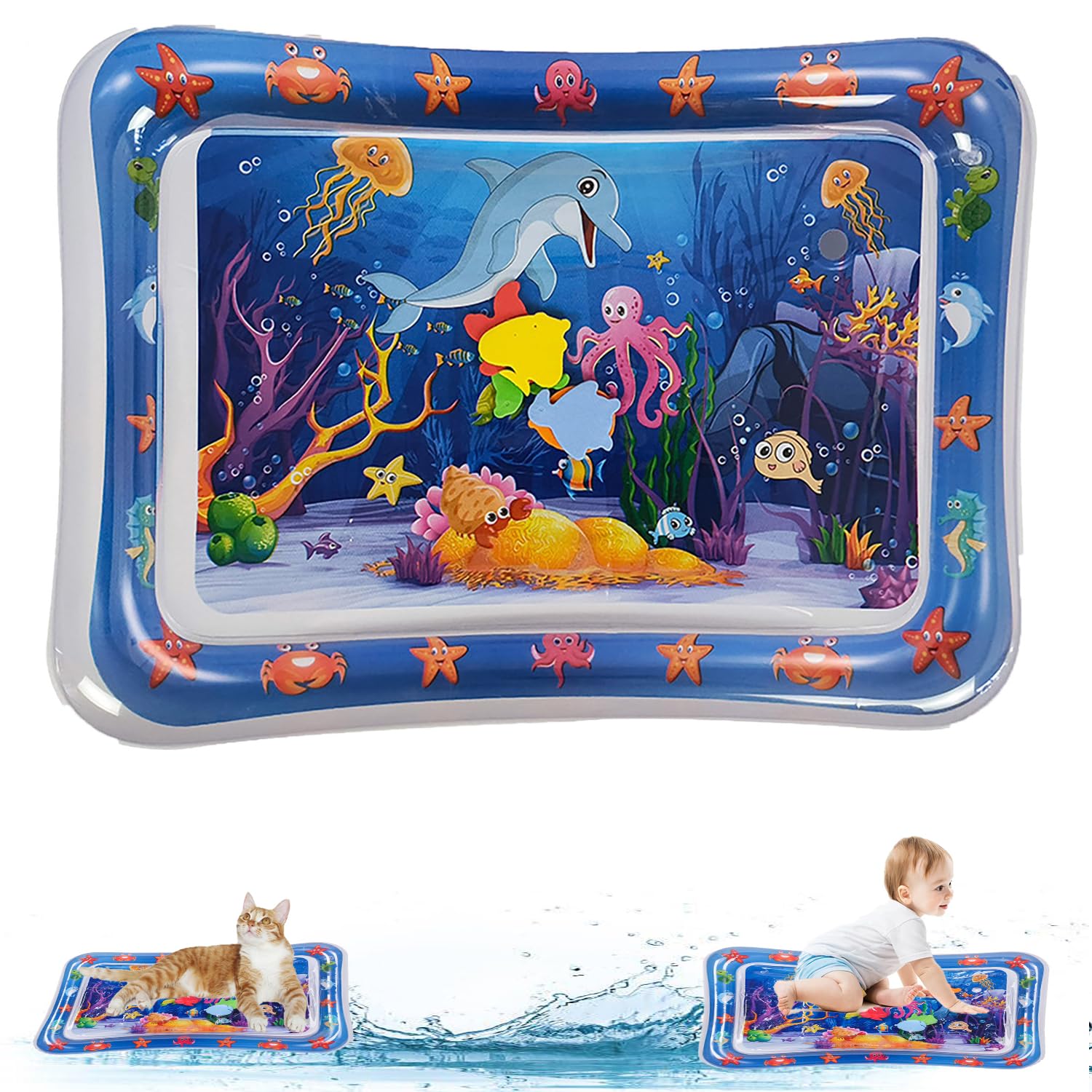 NLAIKE water mat dolphin design cools pets during hot days and promotes playful exploration.