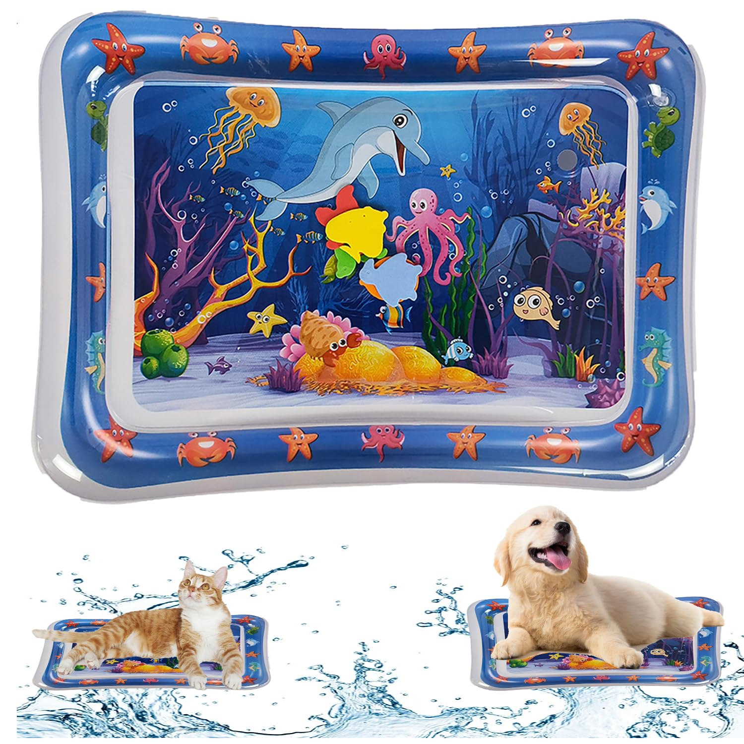 NLAIKE 2Pieces Upgraded Thickened Cat Water Mat folded for easy storage and travel.