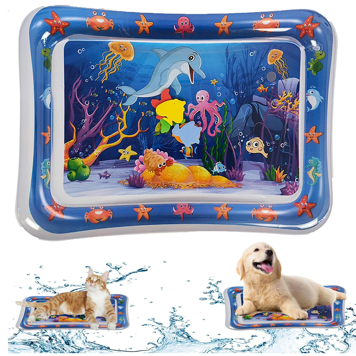 NLAIKE 2Pieces Upgraded Thickened Cat Water Mat folded for easy storage and travel.
