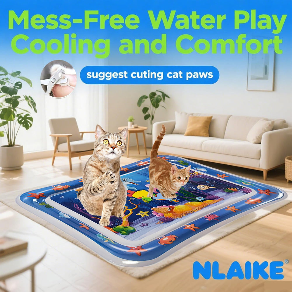 NLAIKE water mat interactive cat toy with floating fish for engaging indoor play.