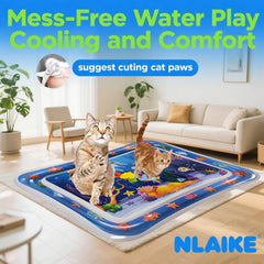 NLAIKE water mat interactive cat toy with floating fish for engaging indoor play.