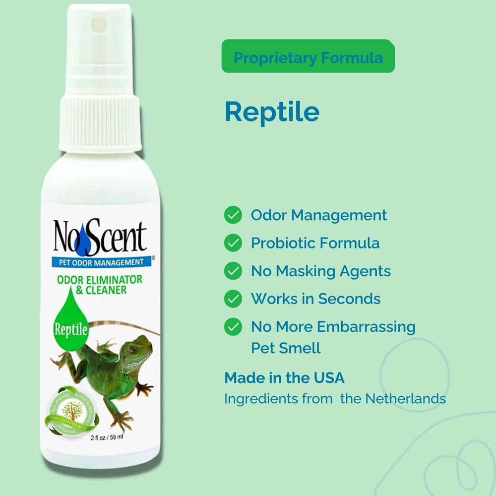 No Scent Reptile Tank Cleaner spray mist illustrates probiotic cleaning in action.