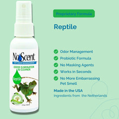No Scent Reptile Tank Cleaner spray mist illustrates probiotic cleaning in action.