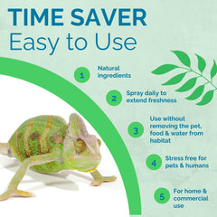 No Scent Reptile Tank Cleaner substrate refresh shows refreshed terrarium substrate.