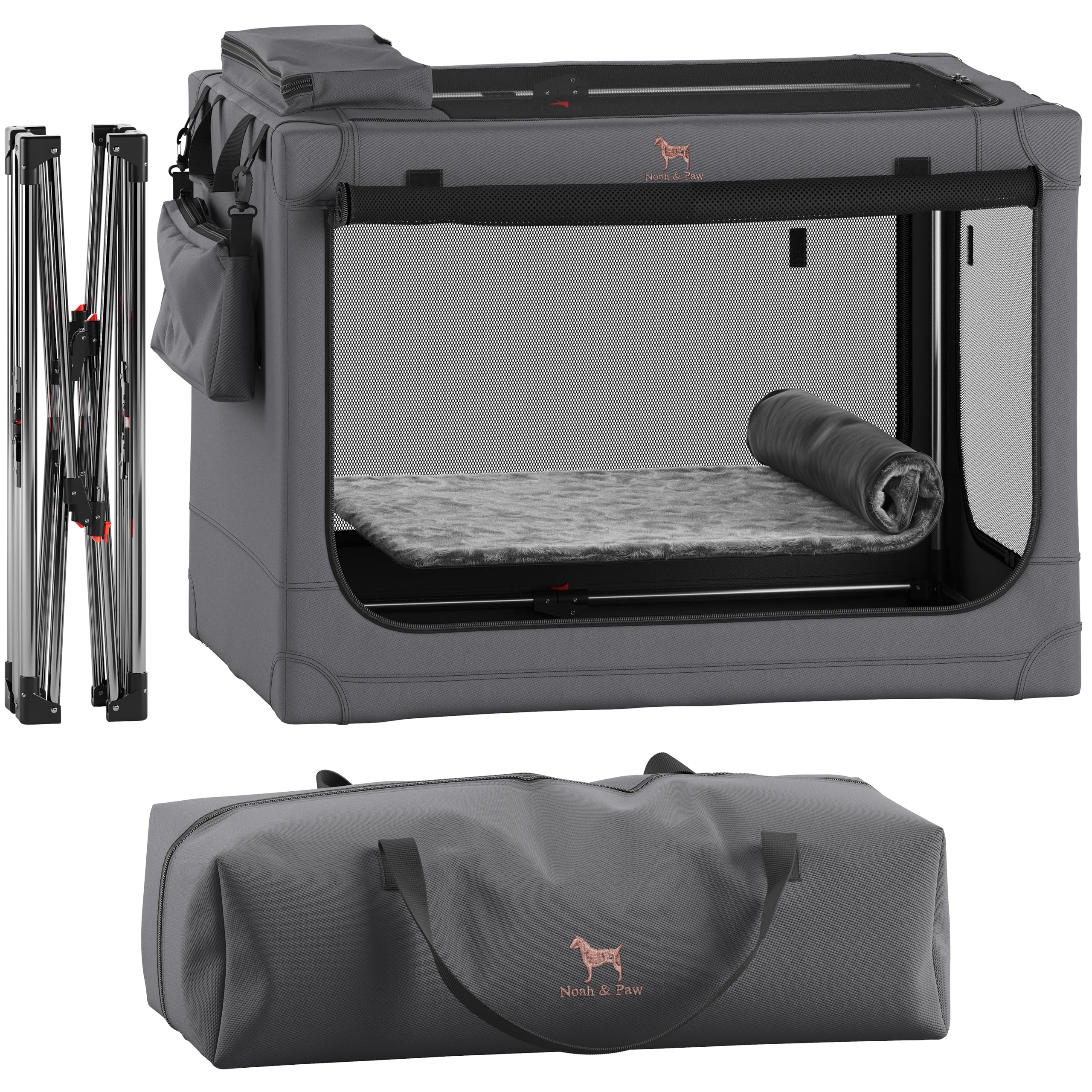 NOAH & PAW collapsible dog crate 30in, quick setup for travel and space saving.