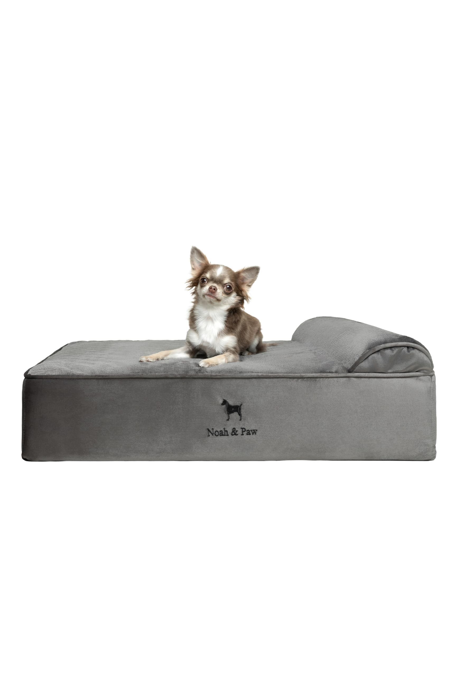 NOAH & PAW dog bed outer cover closeup shows waterproof protection for easy cleaning.