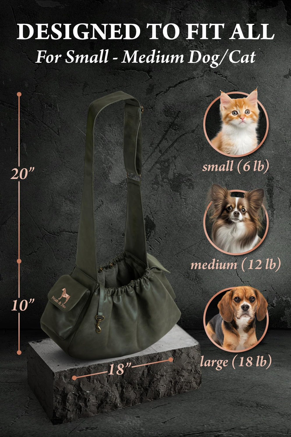 Noah & Paw padded shoulder strap for comfortable long walks