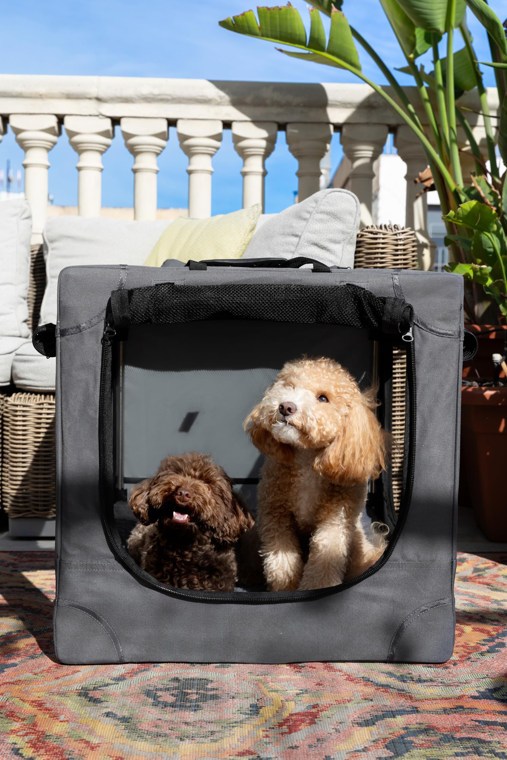 NOAH & PAW stainless steel frame offers sturdy, durable crate construction.