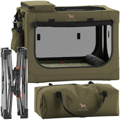 Noah & Paw Collapsible Dog Crate folding mechanism for quick setup during travel.
