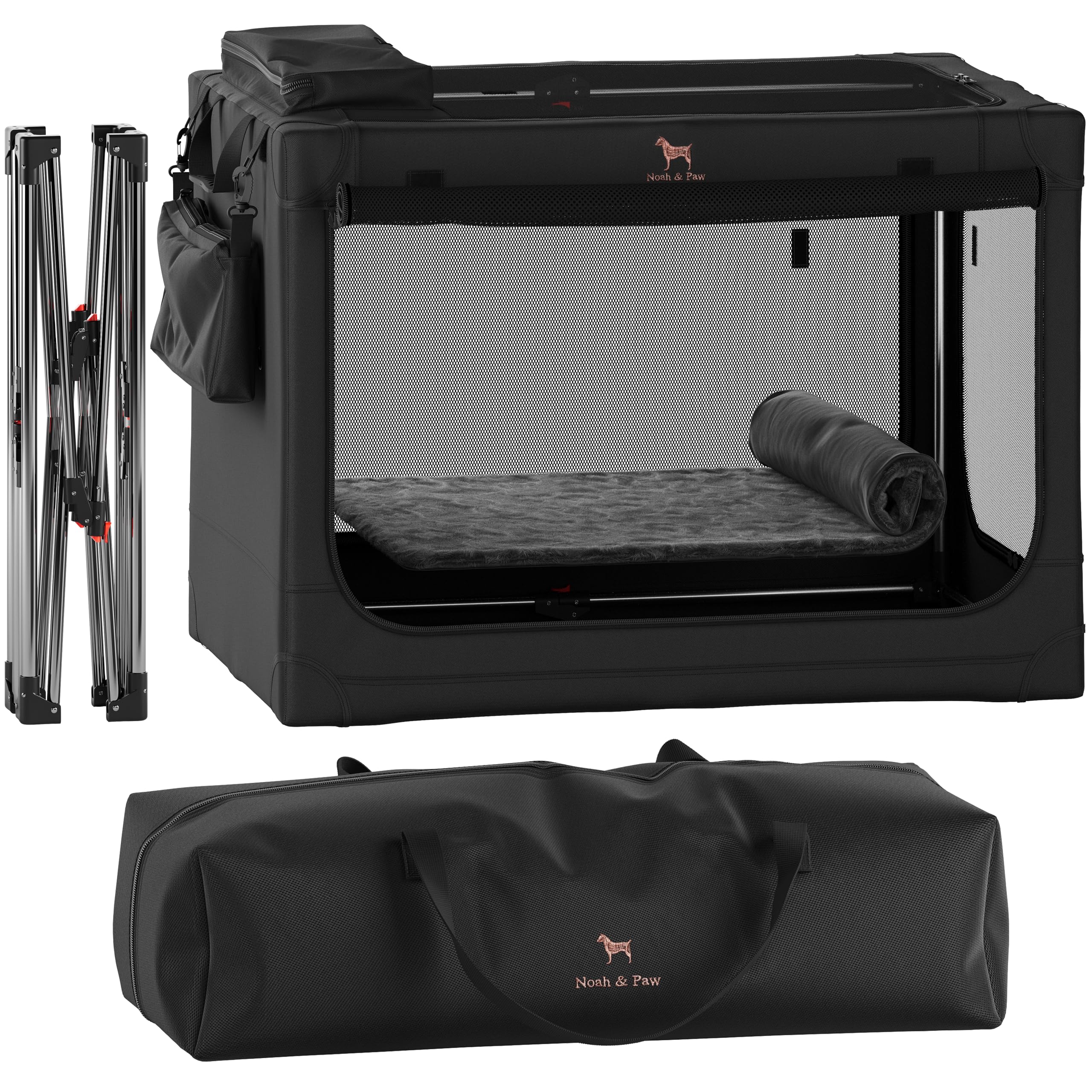 Noah & Paw collapsible crate frame for sturdy travel-ready support.