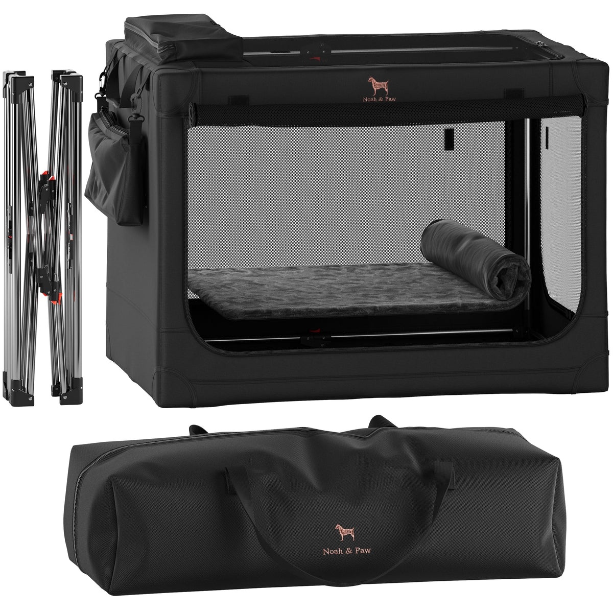 Noah & Paw collapsible crate frame for sturdy travel-ready support.