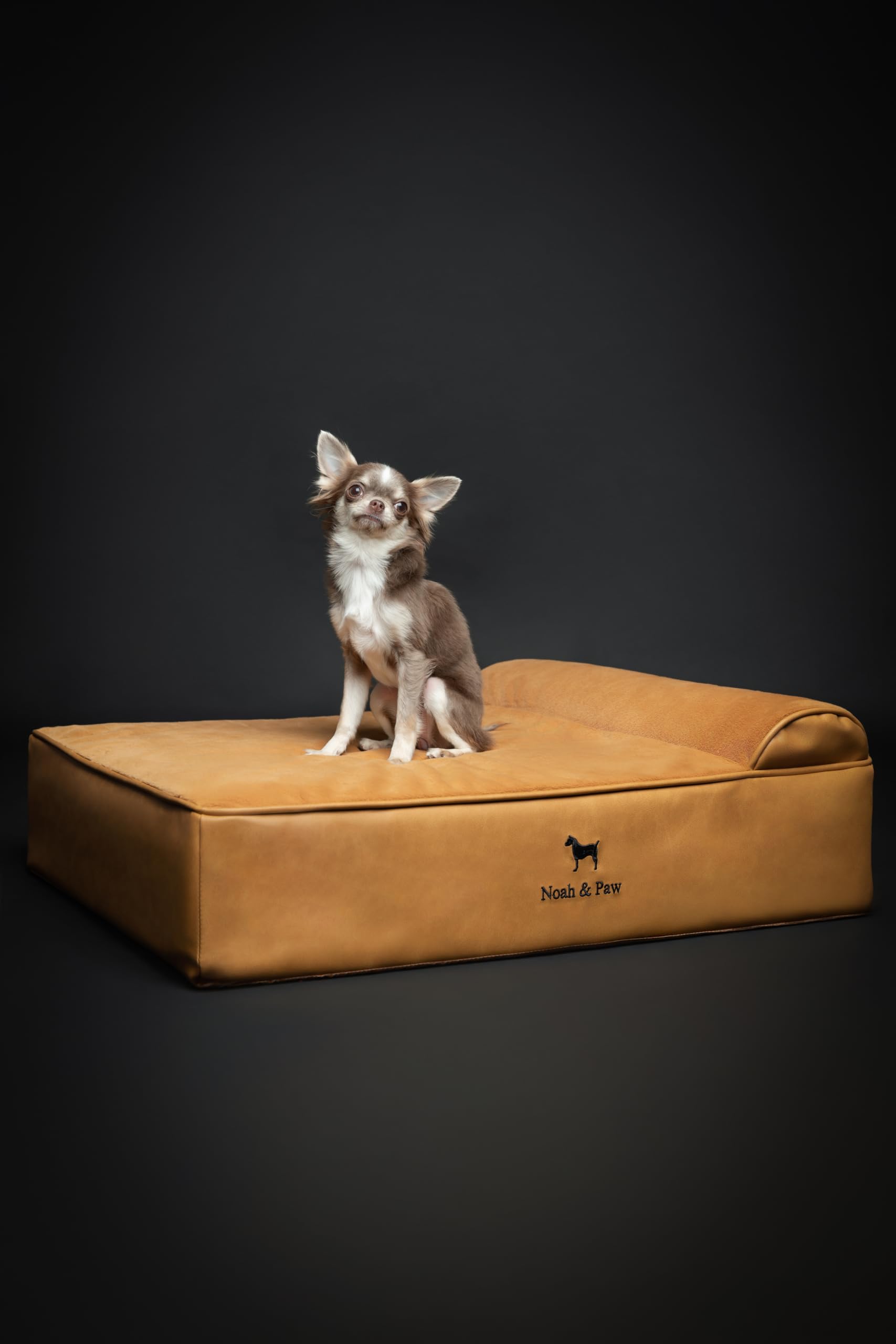 NOAH & PAW dog bed outer faux-leather cover offers durable, wipe-clean styling