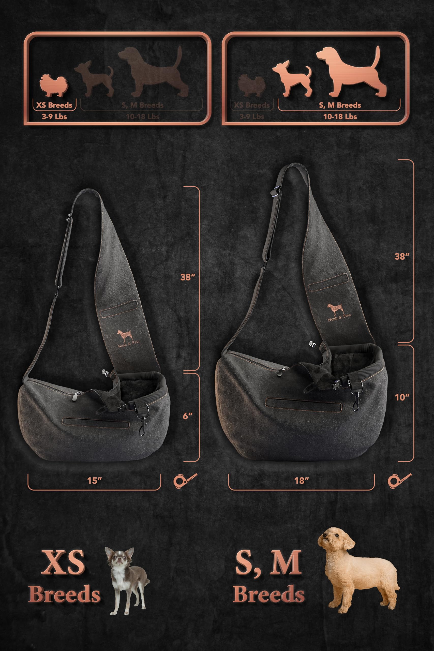Noah & Paw dog sling 3x safety system adds extra security during carriage.