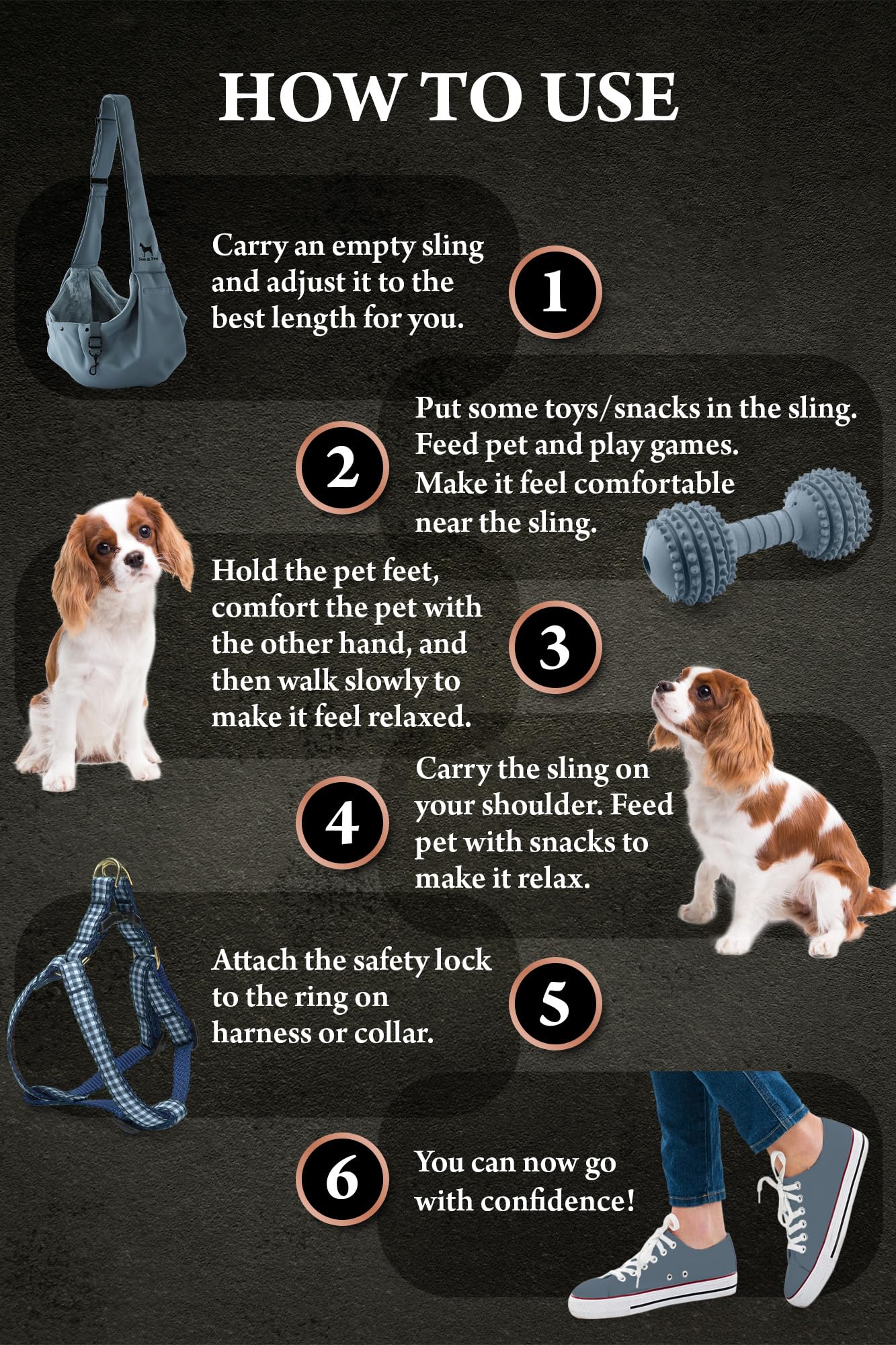 Noah & Paw dog sling carrier lined with fur for cozy contact.