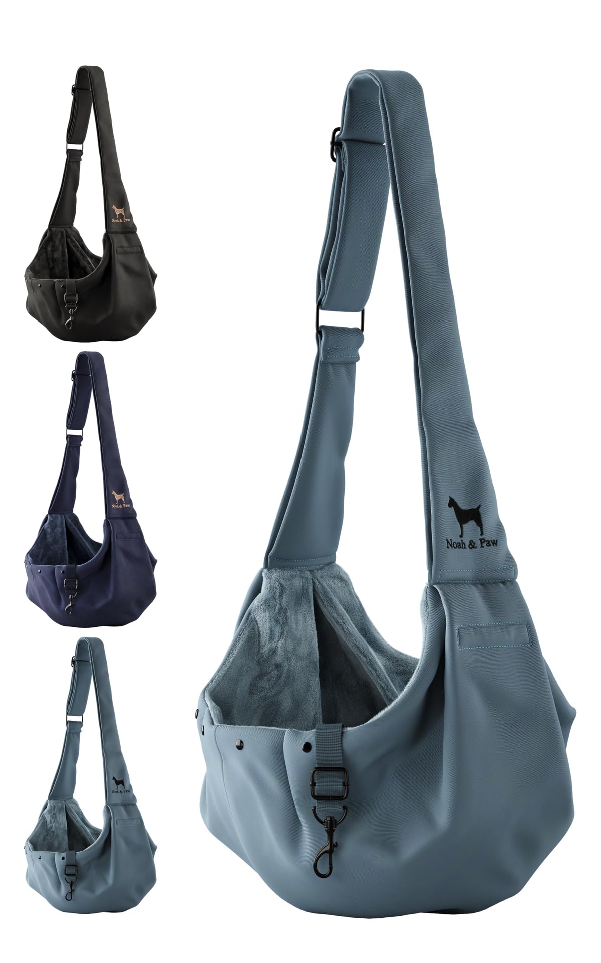 Noah & Paw dog sling carrier premium twill front view for comfortable daily strolls.