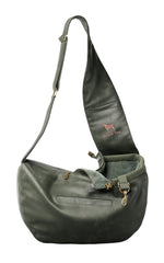 Noah & Paw dog sling with vegan denim fur lining for cozy small pets.