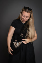 Noah & Paw dog sling head strap closure providing secure control during outings.