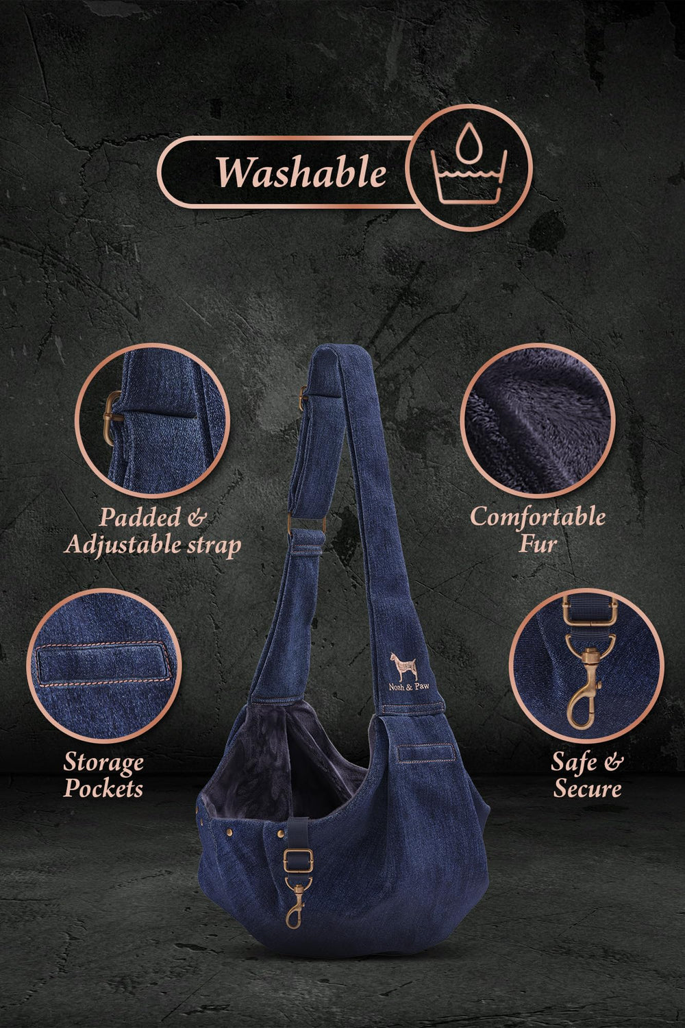 NOAH & PAW magnetic pocket provides easy access to essentials