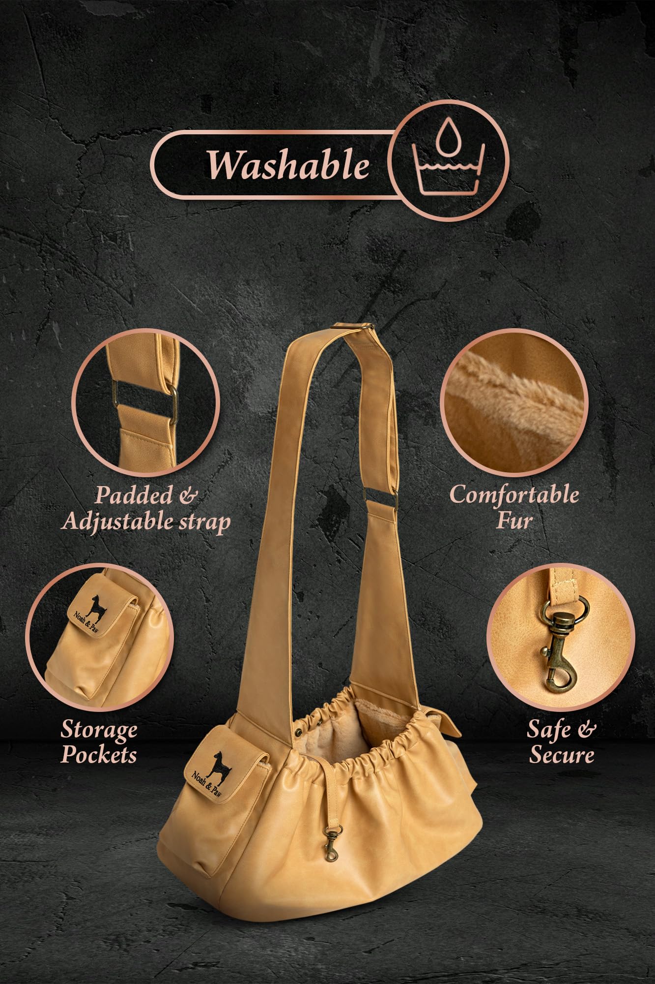Noah & Paw soft fur lining adds warmth and comfort during rides.