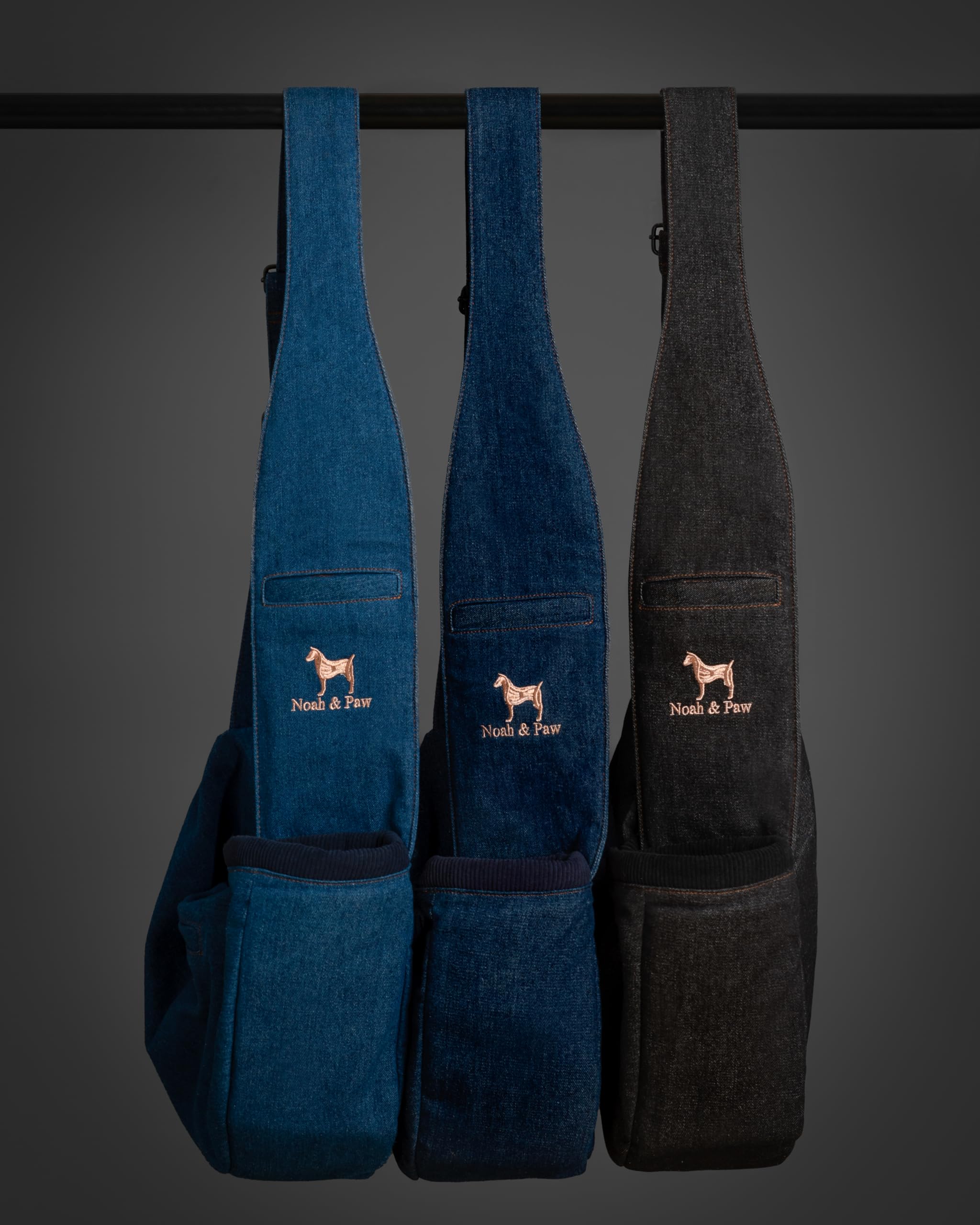 Noah & Paw dog sling use-on-walk-outdoor demonstrates safe, comfortable on-the-go transport.