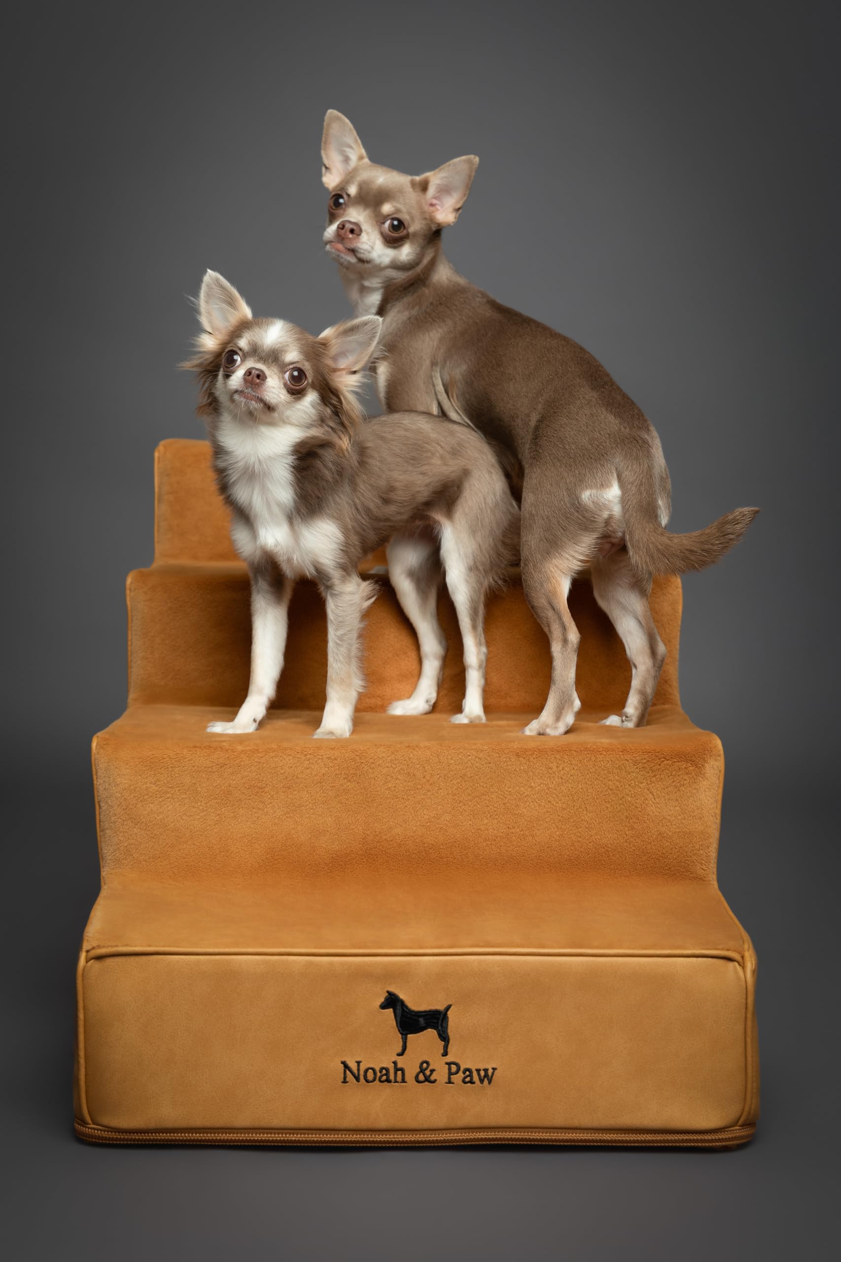 Noah & Paw dog stairs leather collection removable cover with 10 mm zipper for easy cleaning