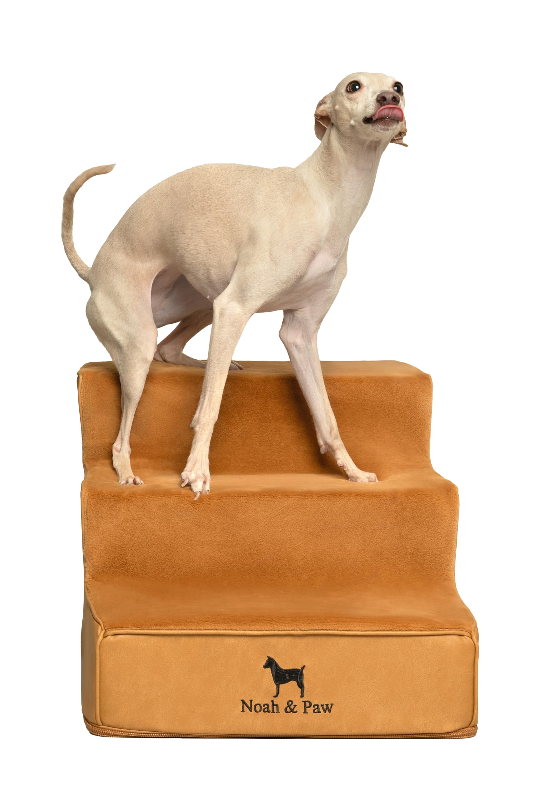 NOAH & PAW dog stairs living room side view for easy pet access.