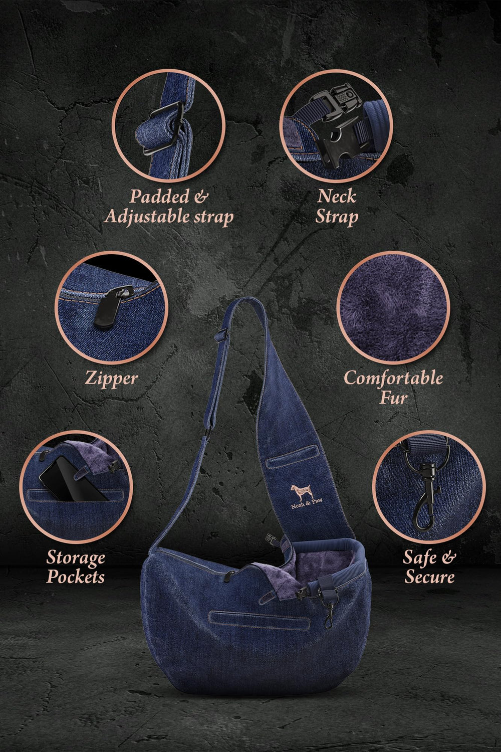 Noah & Paw magnetic pockets show space for phone and treats