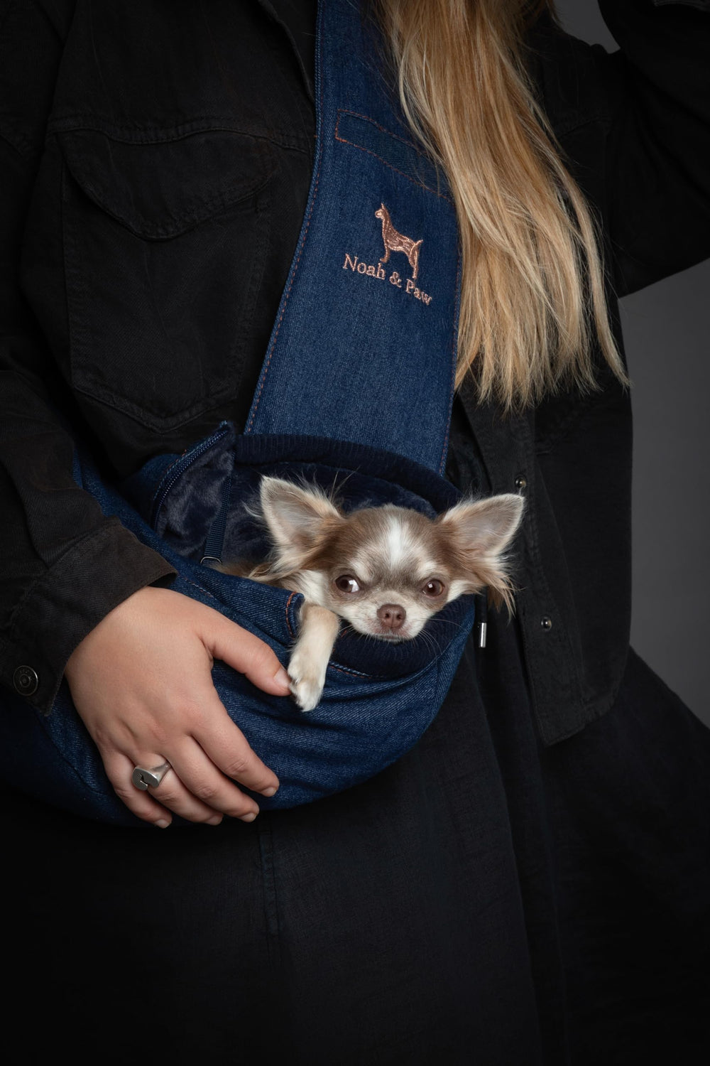 Noah & Paw adjustable strap detail for easy length changes