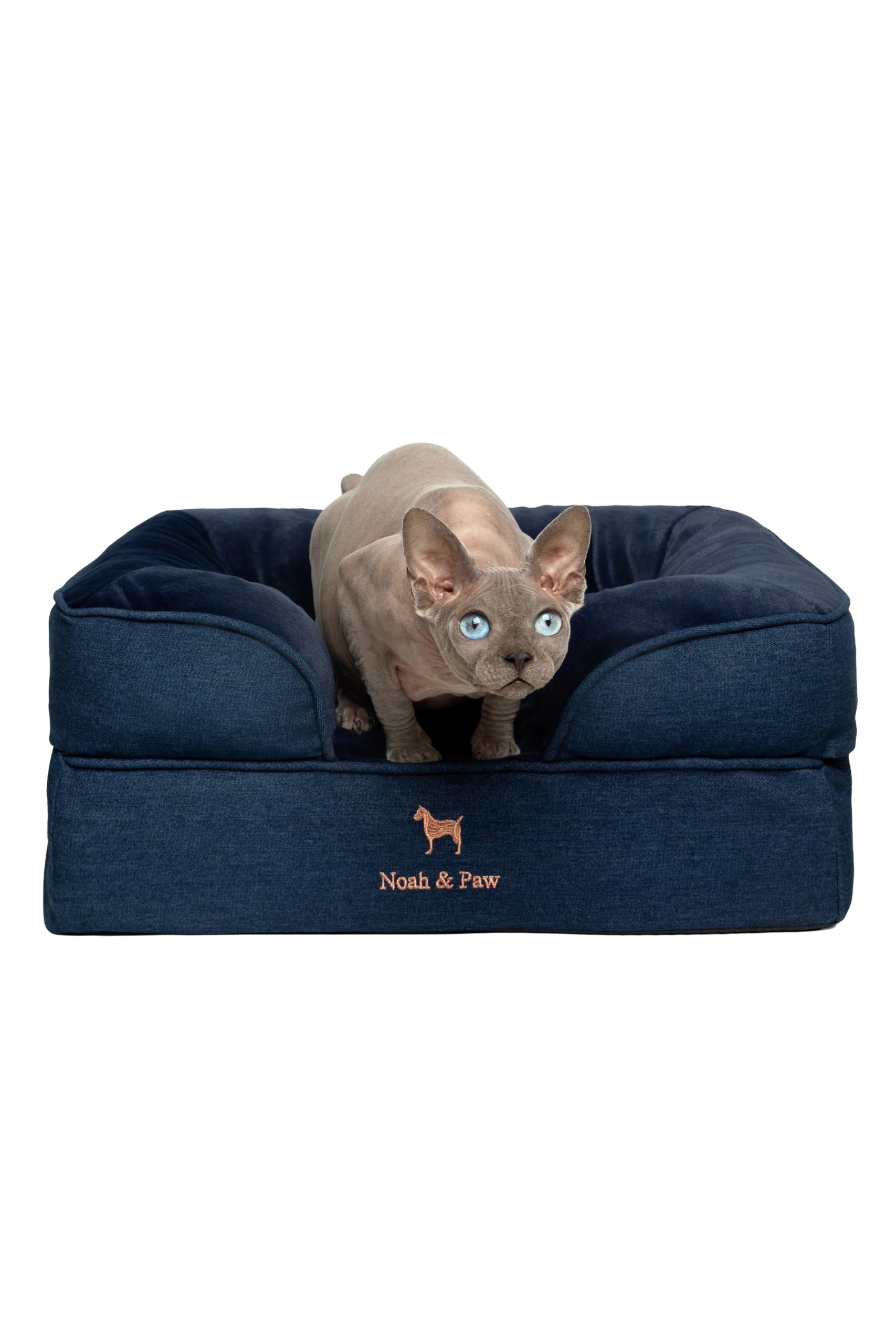 NOAH & PAW small dog bed denim top view for compact comfort