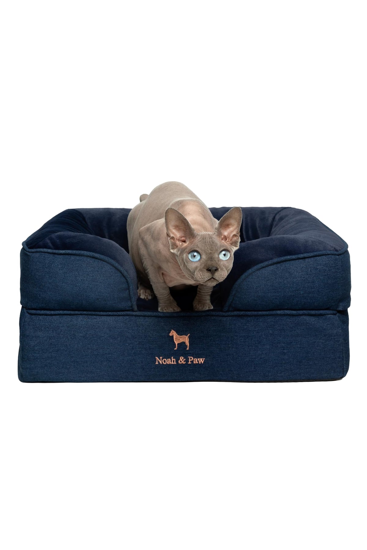 NOAH & PAW small dog bed denim top view for compact comfort