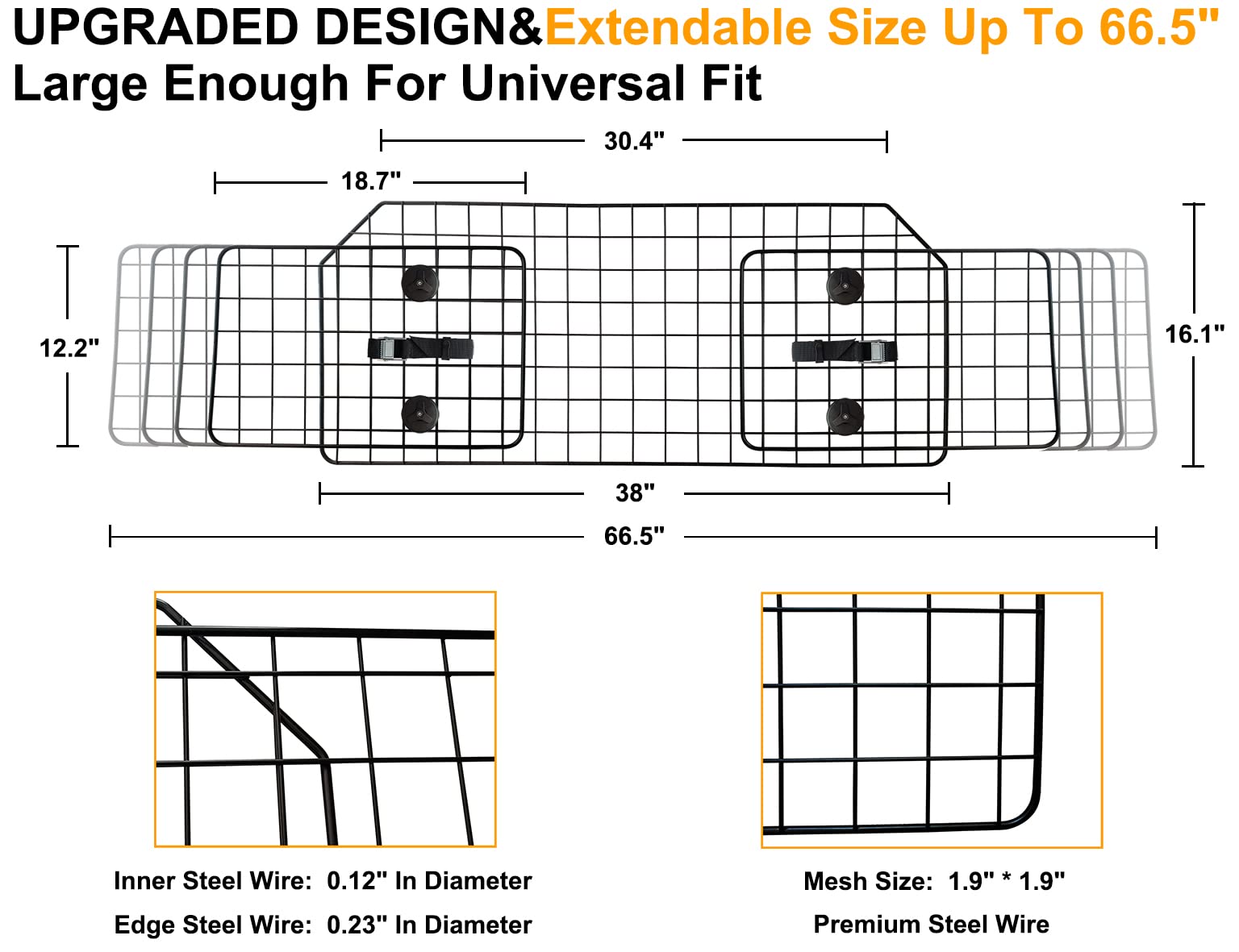 NOAMOO dog car barrier side panel clips provide double stability for secure front-seat avoidance