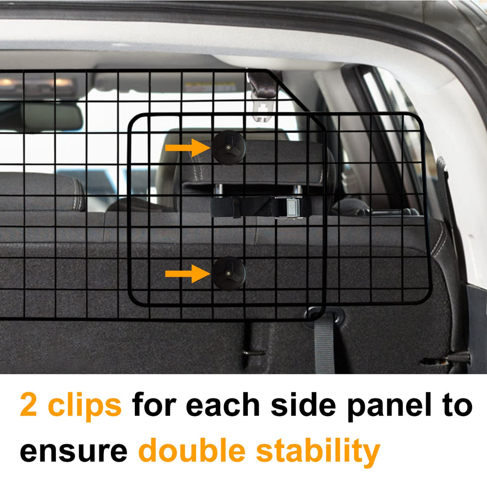 NOAMOO dog car barrier thick steel wire closeup shows durable construction for active dogs