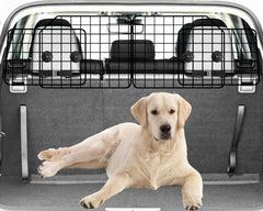 NOAMOO dog car barrier shows universal fit in SUV cargo area for safer travel.