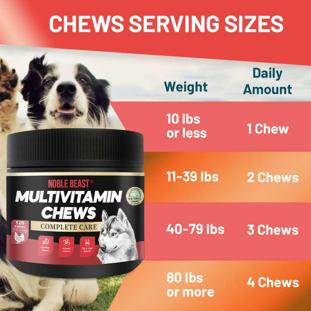 Noble Beast chews in use by active dogs showing convenient daily supplementation