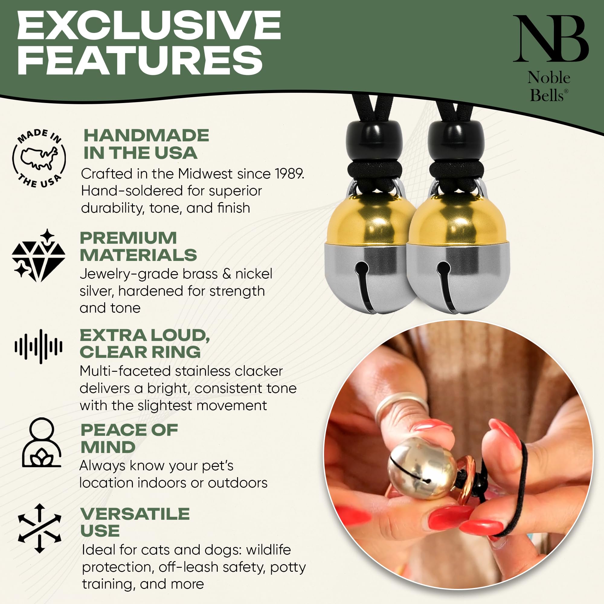 Noble Bells premium-brass-nickel-silver construction offers lasting tone and durability