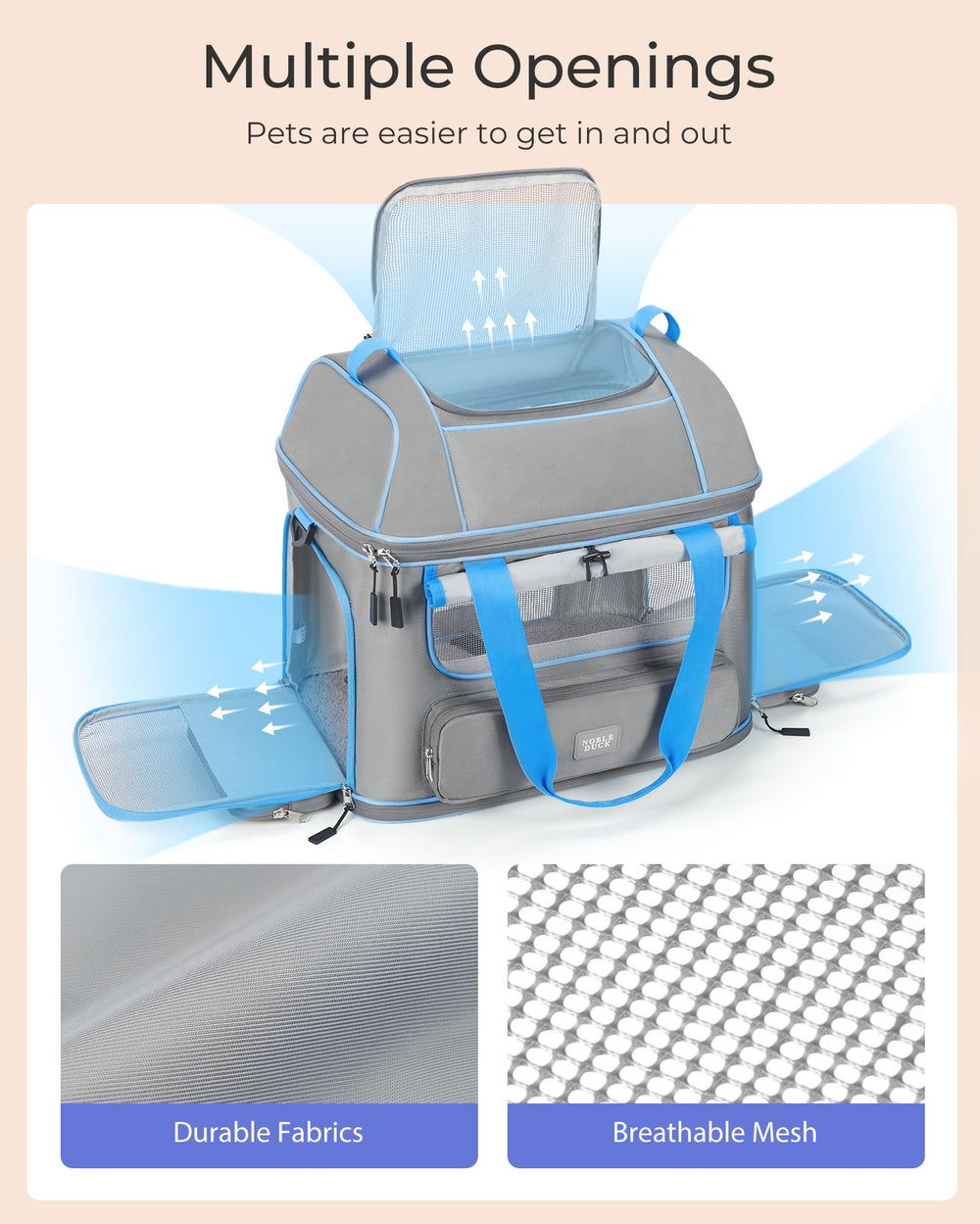 Noble Duck durable satin carrier material is odorless and sturdy