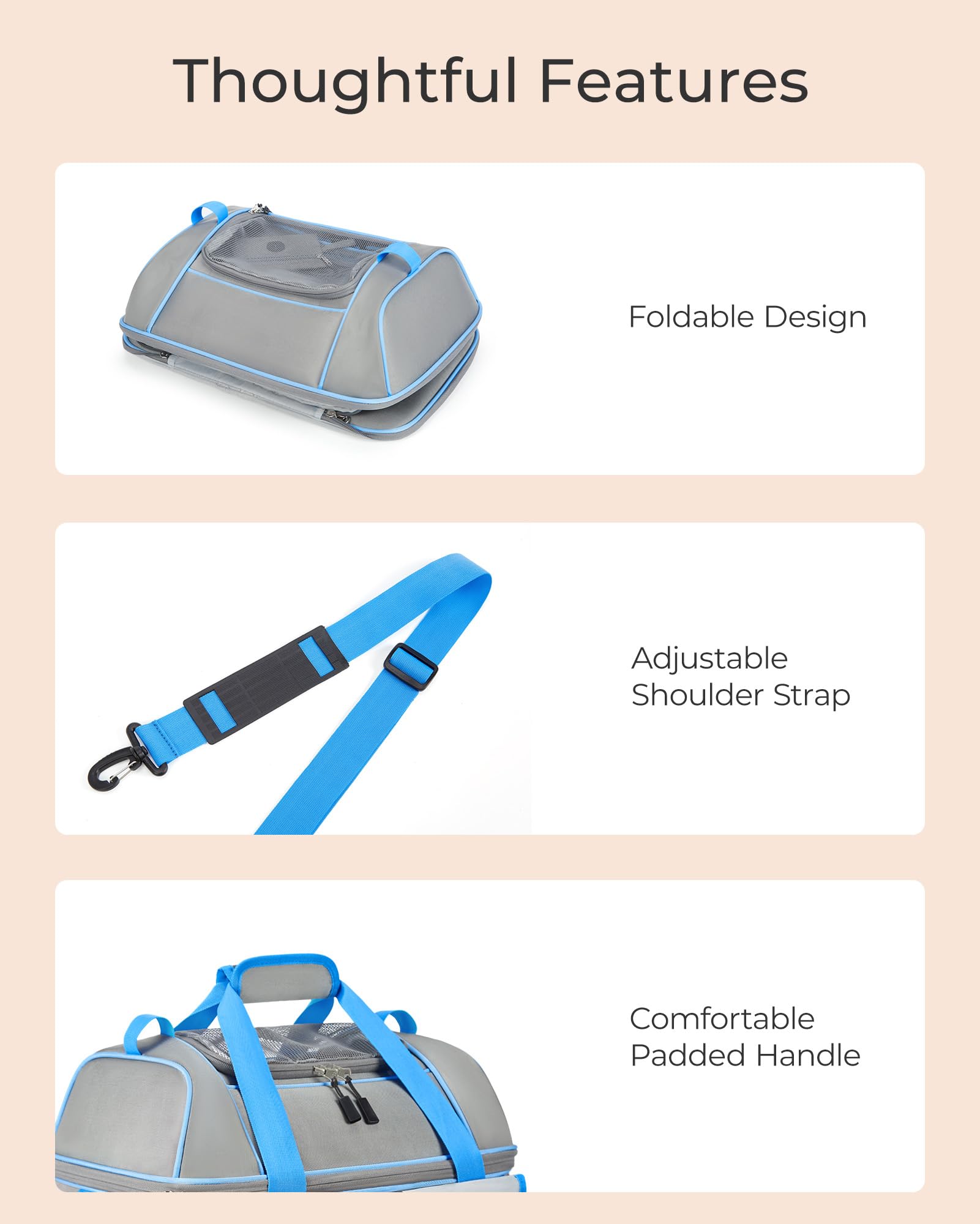 Noble Duck versatile carry options including suitcase attachment and soft handle