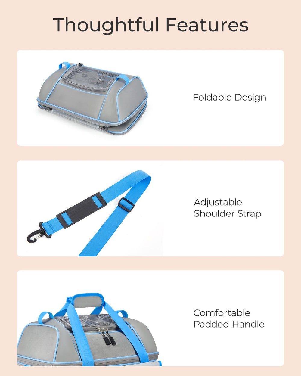 NOBLE DUCK carrier with suitcase strap and soft handle for easy travel