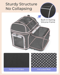 NOBLE DUCK expandable carrier inside detail emphasizes ventilation mesh and safety leash.