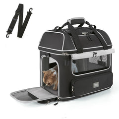 NOBLE DUCK expandable carrier open-top view for air travel