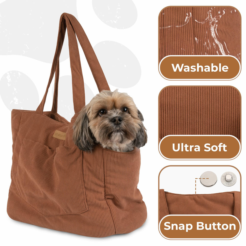 NoblePup Corduroy Dog Purse Lightweight Strap for easy carrying