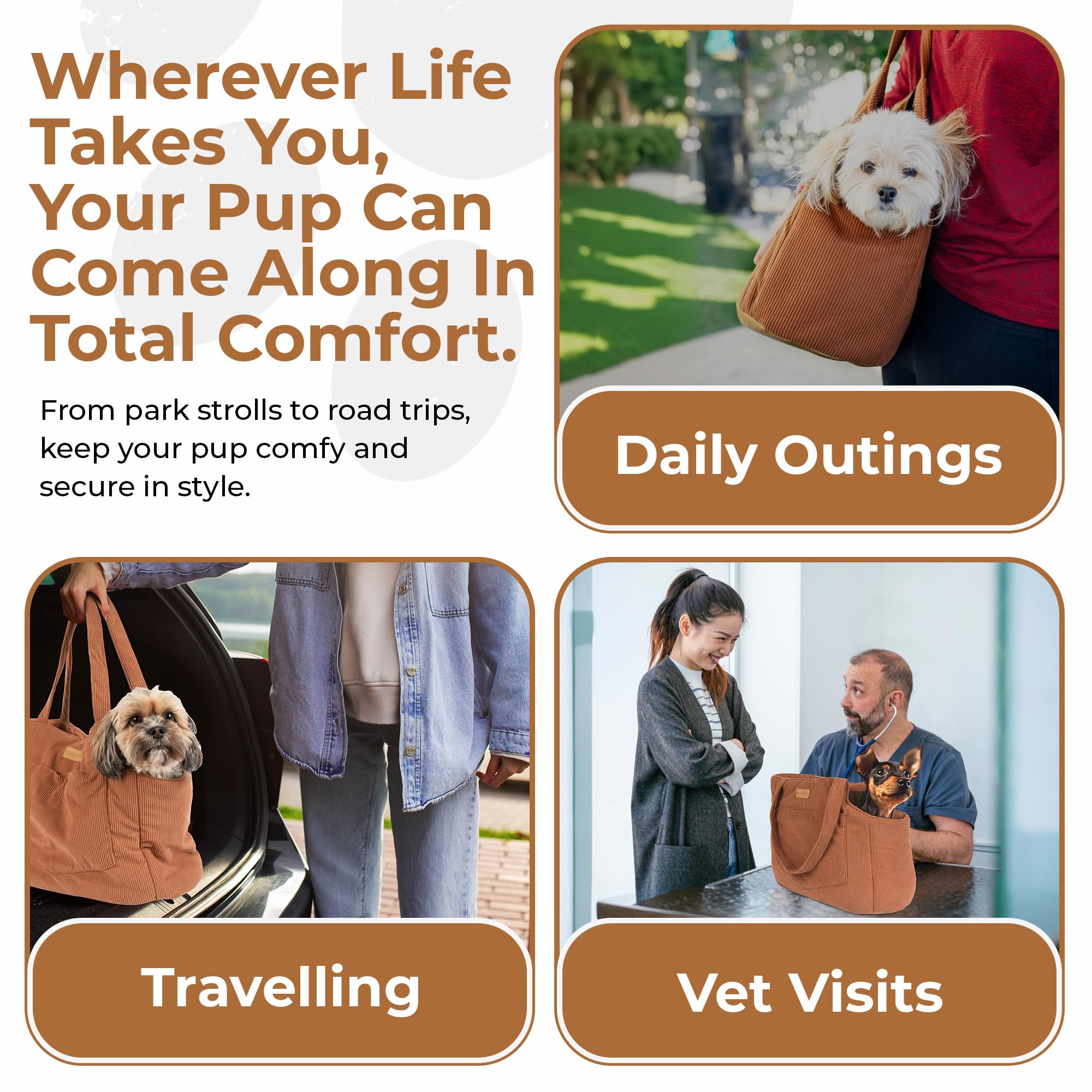 NoblePup Corduroy Dog Purse Pocket Layout emphasizes organized essentials