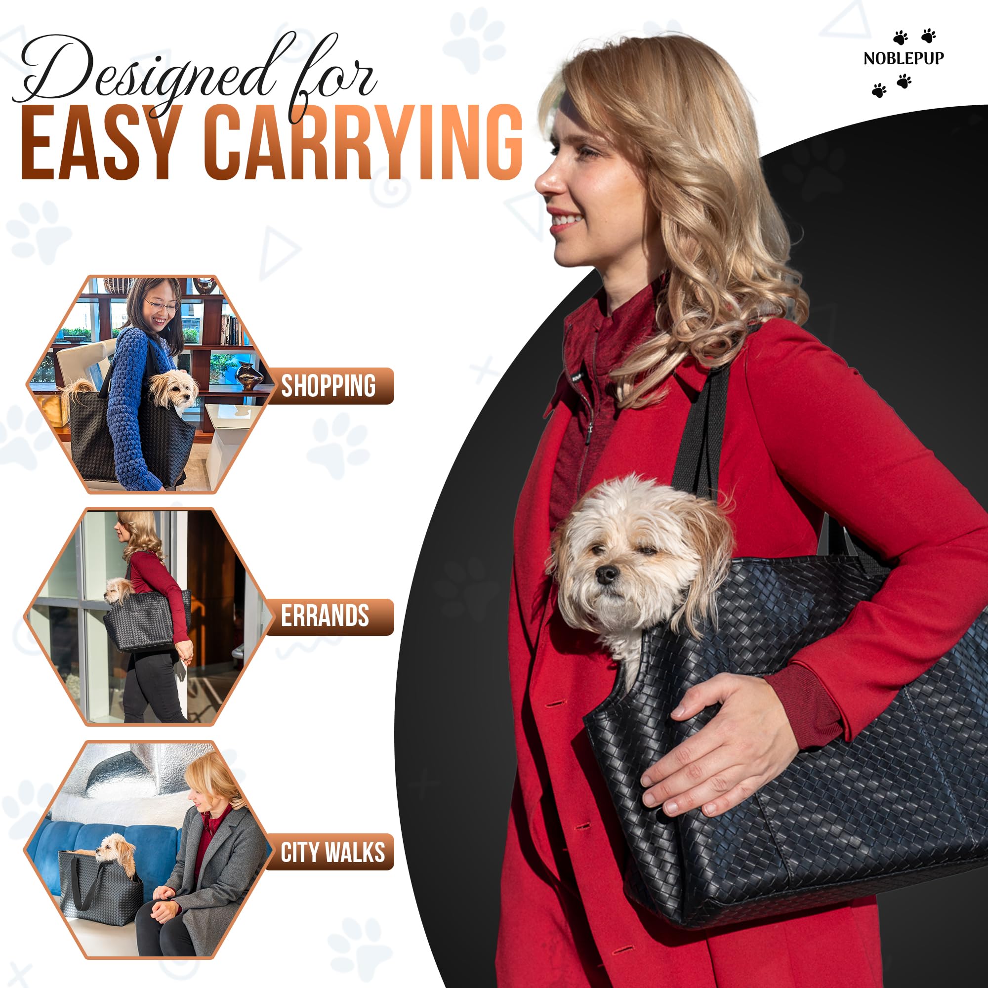 NoblePup carrier with integrated safety harness clip secures your pup.
