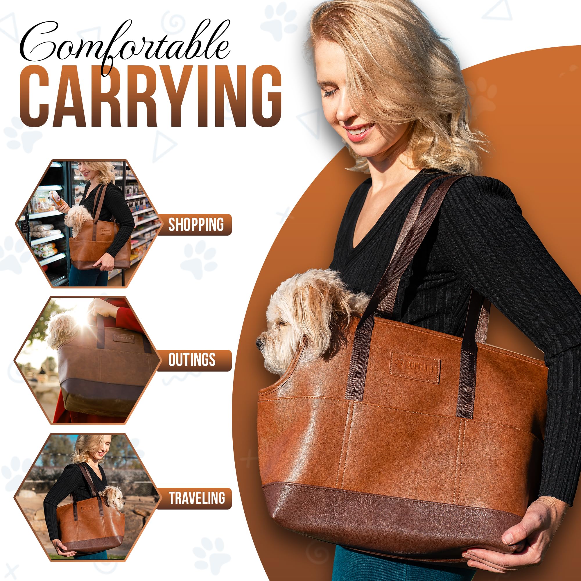NoblePup water-resistant faux leather material resists rain, keeps pet dry.