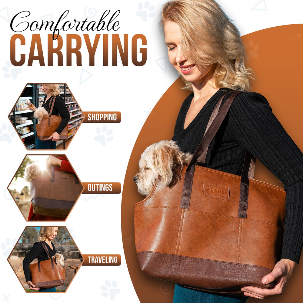 NoblePup water-resistant faux leather material resists rain, keeps pet dry.