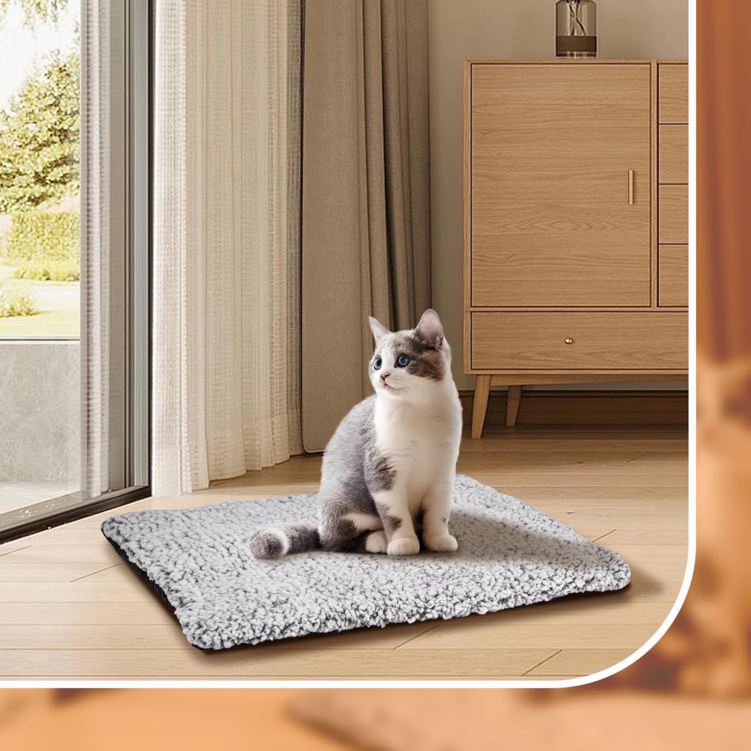 Nobleza self-warming bed inside crate or kennel for cozy containment