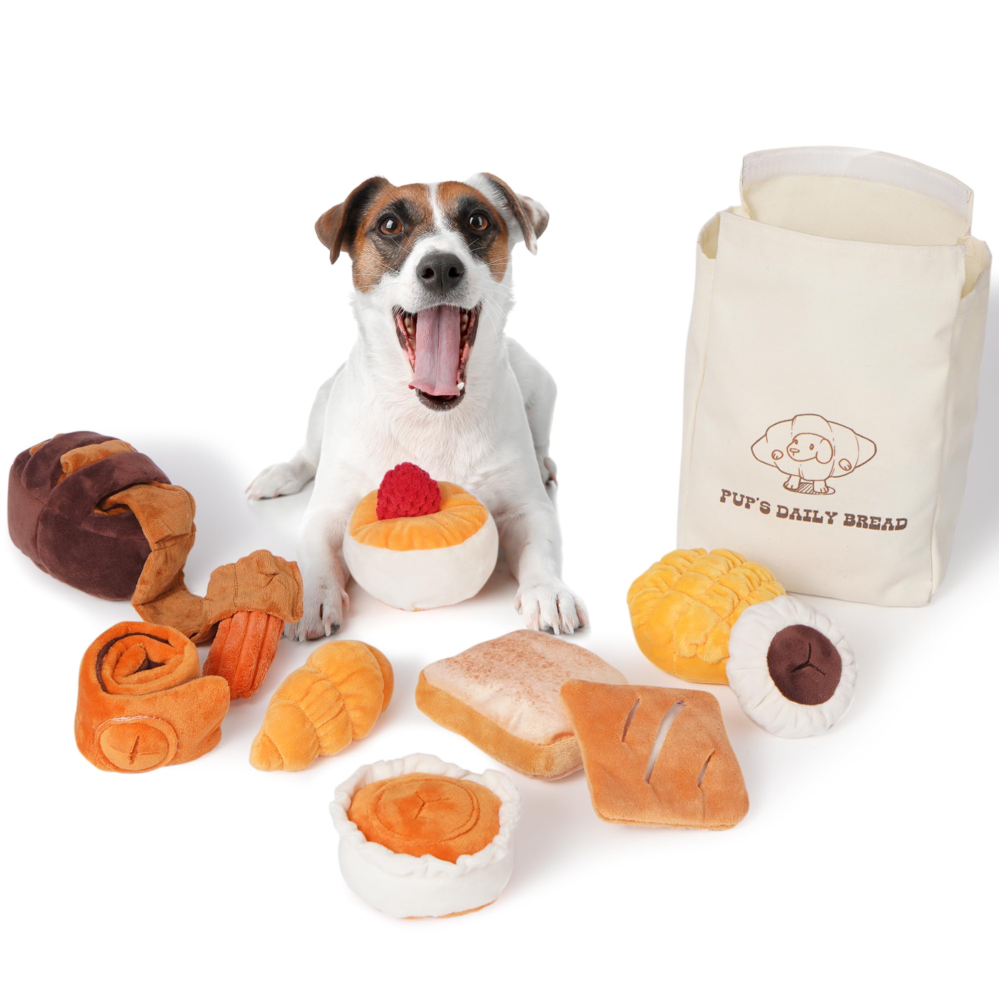 Nocciola bread-shaped toy squeaker-crinkle for engaging play and sensory stimulation