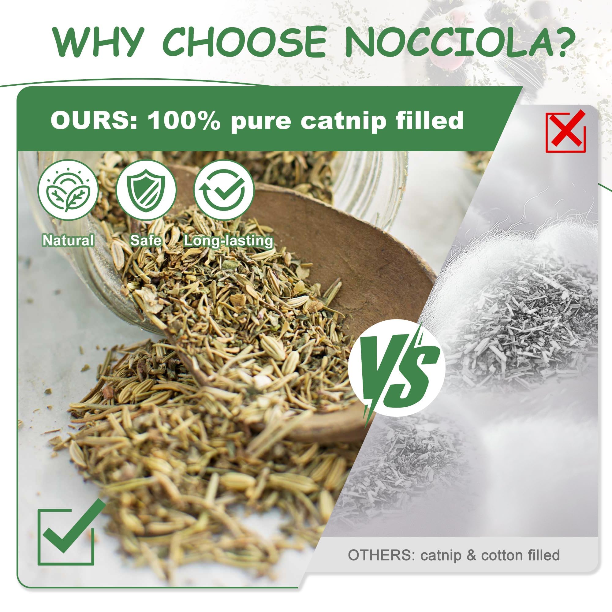 Nocciola catnip toy kicker: ideal for energetic bunny-kicking sessions.